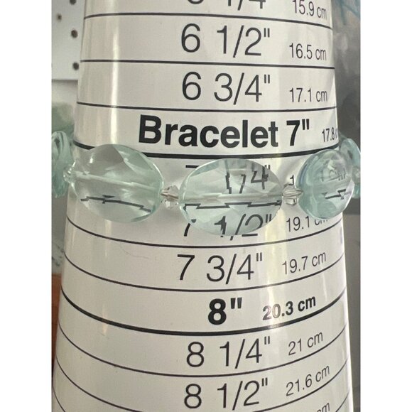 Vintage Light Blue Glass Crystal Toggle Bracelet Faceted Beads Estate 7.25" - Picture 4 of 4